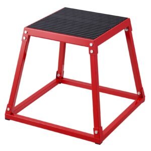 Plyometric Jump Box, 18 Inch Plyo Box, Steel Plyometric Platform and Jumping Agility Box, Anti-Slip Fitness Exercise Step Up Box for Home Gym Training, Conditioning Strength Training, Red