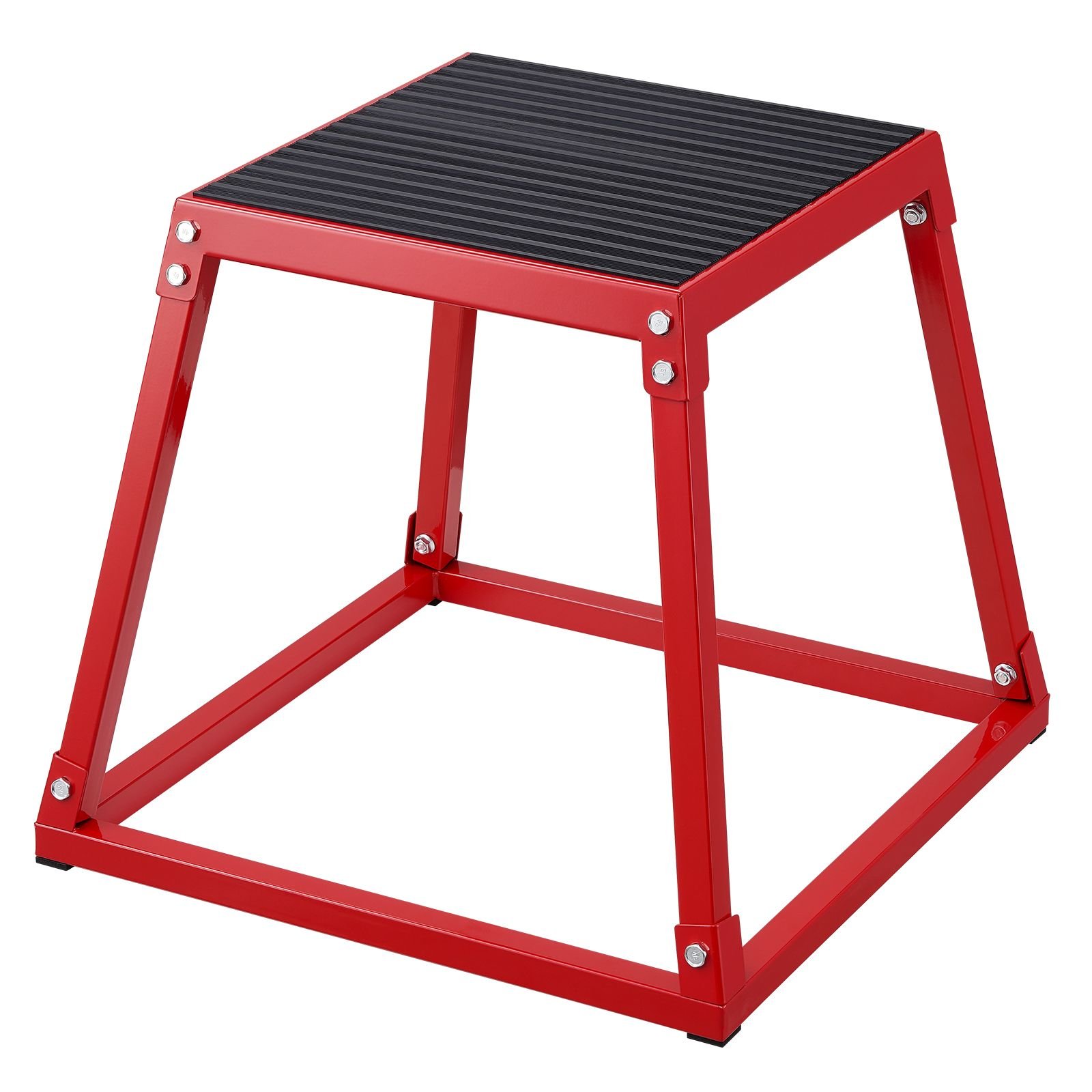 plyometric jump box, 18 inch plyo box, steel plyometric platform and jumping agility box, anti slip fitness exercise step up box for home gym training, conditioning strength training, red