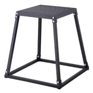 plyometric jump boxes, 12/18/24 inch plyo box, platform and jumping agility box, anti slip fitness exercise step up box set for home gym training, conditioning strength training, black