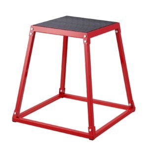 plyometric jump boxes, 12/18/24 inch plyo box, platform and jumping agility box, anti slip fitness exercise step up box set for home gym training, conditioning strength training, red