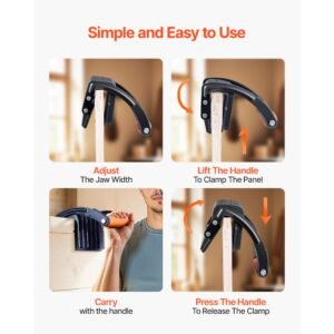 plywood carrier, 200 lbs single clamp capacity, adjustable drywall carrying tool for 0 1 inches thickness boards, plywood carrier with non slip grips for plastic boards, plywood, drywall