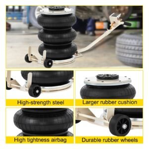 pneumatic jack, 5 ton/11023 lbs triple bag air jack, lifting height 6.3 15.75 inch, inflatable car jack with long handle, lifter pneumatic air jack for garage car lifting repair