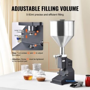 pneumatic paste liquid filling machine, 5 50ml bottle filler, bottle filling machine, stainless steel liquid filler with pedal for milk water juice essential oil shampoo cosmetic honey lotion