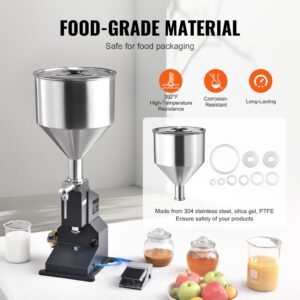 pneumatic paste liquid filling machine, 5 50ml bottle filler, bottle filling machine, stainless steel liquid filler with pedal for milk water juice essential oil shampoo cosmetic honey lotion