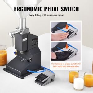 pneumatic paste liquid filling machine, 5 50ml bottle filler, bottle filling machine, stainless steel liquid filler with pedal for milk water juice essential oil shampoo cosmetic honey lotion