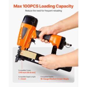 pneumatic staple gun 16 gauge 716 inch medium crown pneumatic stapler 1 to 2 length 70 120psi heavy duty air powered staple gun for roof decking wall sheathing fencing and subflooring 2.jpg