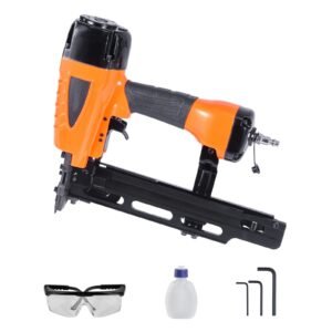 Pneumatic Staple Gun, 16 Gauge 7/16-inch Medium Crown Pneumatic Stapler 1" to 2" Length, 70-120PSI Heavy Duty Air-Powered Staple Gun for Roof Decking, Wall Sheathing, Fencing and Subflooring