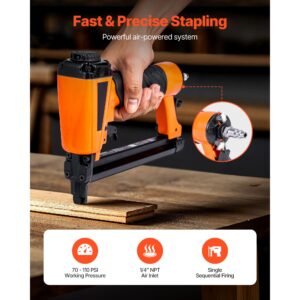 pneumatic staple gun, 20 gauge t50 pneumatic upholstery stapler for 7/16" crown 5/32" 5/8" length staples, 70 110 psi air staple gun for woodworking, upholstering, fabric, crafts, diy projects