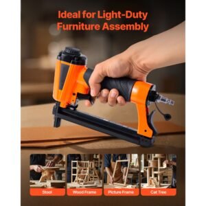 pneumatic staple gun, 20 gauge t50 pneumatic upholstery stapler for 7/16" crown 5/32" 5/8" length staples, 70 110 psi air staple gun for woodworking, upholstering, fabric, crafts, diy projects