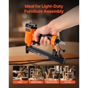 pneumatic staple gun, 22 gauge pneumatic upholstery stapler for 71 series fine wire staples 3/8 inch crown 5/32" 5/8" length, 70 110 psi air staple gun for woodworking, upholstering, diy project