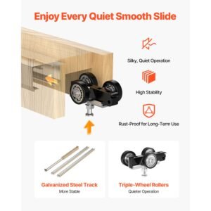 pocket door frame kit, for 24 30 in wide 80 in high door, pocket door kit with two way soft close mechanism, slide smoothly quietly, easy to install, wood and galvanized steel, for living room