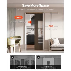 pocket door frame kit, for 24 32 in wide 80 in high door, pocket door kit with two way soft close mechanism, slide smoothly quietly, easy to install, premium galvanized steel, for living room