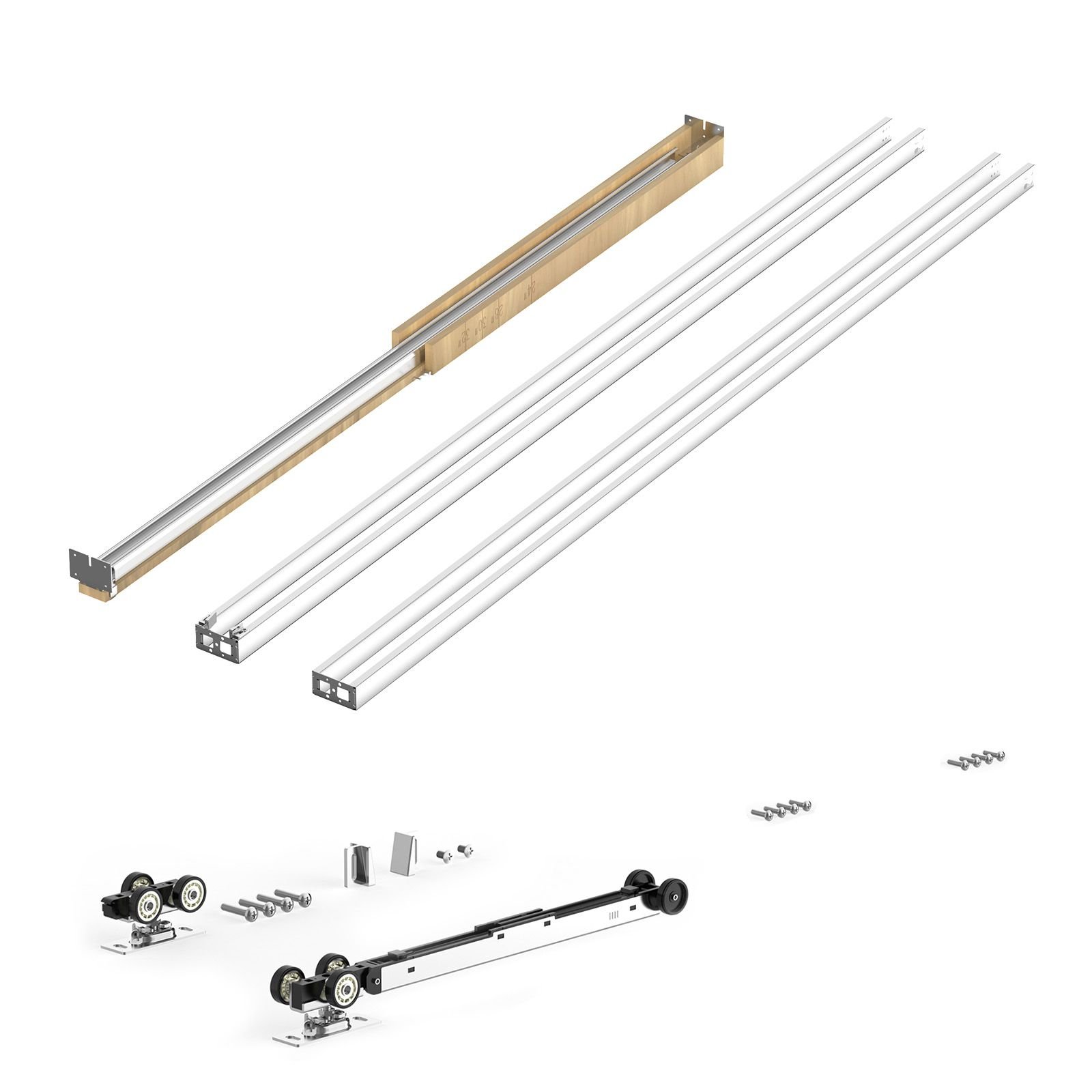 pocket door frame kit, for 24 32 in wide 80 in high door, pocket door kit with two way soft close mechanism, slide smoothly quietly, easy to install, premium galvanized steel, for living room