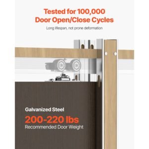 pocket door frame kit, for 48 72 in wide 80 in high door, pocket door kit with two way soft close mechanism, slide smoothly quietly, easy to install, wood and galvanized steel, for living room