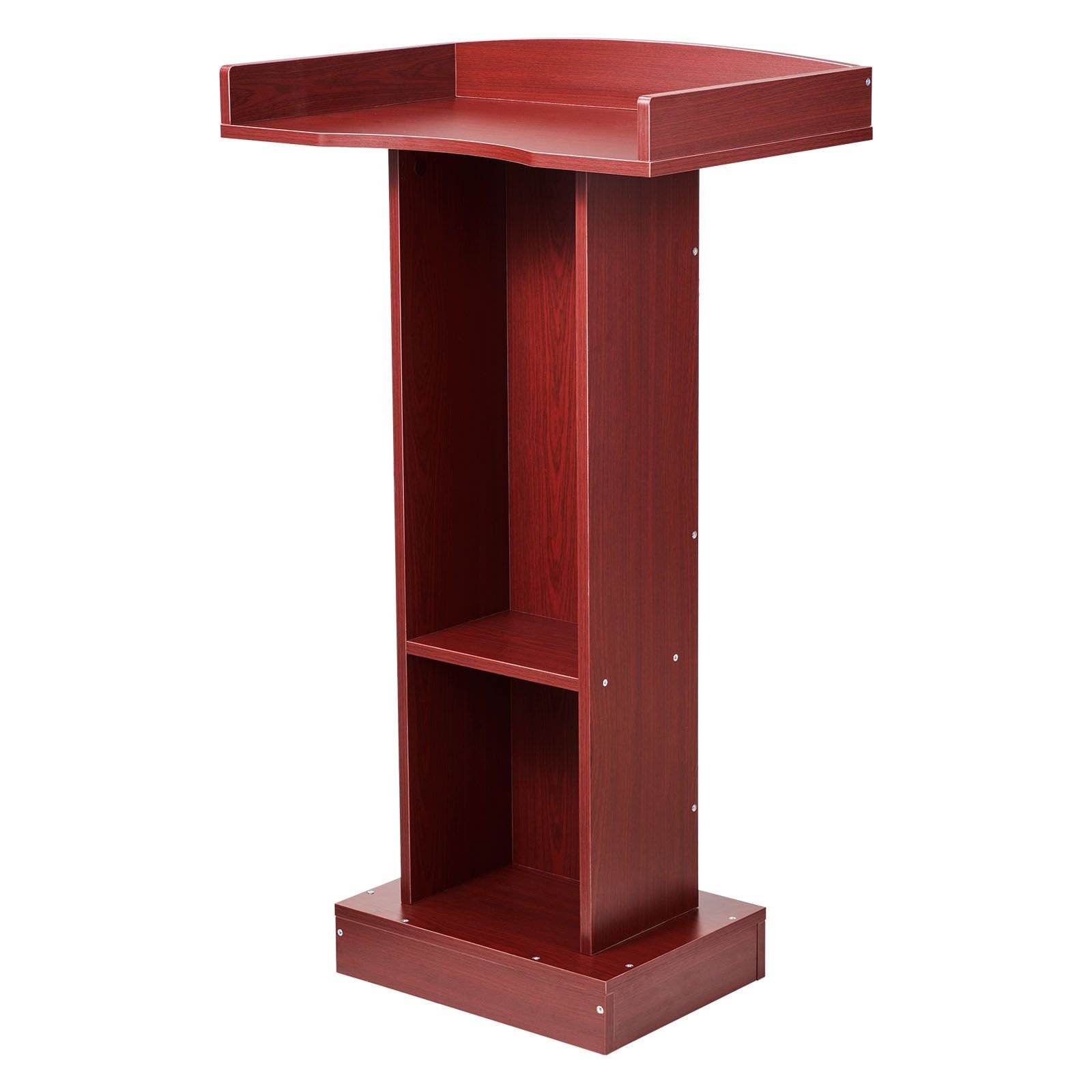 podium stand, 41 inch wooden lectern, laptop desk with wide reading surface and storage shelf, edge stopper, elegant design, flool standing, for classroom, conference, church, and presentation