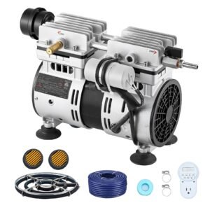 Pond Aerators, 5.2CFM Aeration System for Lake up to 3 Acres, 3/4 HP Air Compressor, 1 Diffuser & 100' Weighted Tubings, Aeration Pump for Outdoor Ponds & Lakes Deep Water Oxygen Circulation