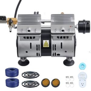 Pond Aerators, 5.2CFM Aeration System for Lake up to 3 Acres, 3/4 HP Air Compressor, 2 Diffusesr & Two100' Weighted Tubings, Aeration Pump for Outdoor Ponds & Lakes Deep Water Oxygen Circulation
