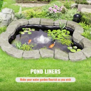 pond liner, 10 x 13 ft 20 mil thickness, pliable lldpe material pond skins, easy cutting underlayment for fish or koi ponds, water features, waterfall base , fountains, water gardens, black