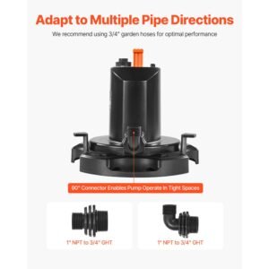 pool cover pump, 1/2 hp 1575 gph, 120v submersible swimming pool cover pump with 25 ft power cord, 24 ft max head lift, water removal and transfer pump, for pool draining inflatable water parks