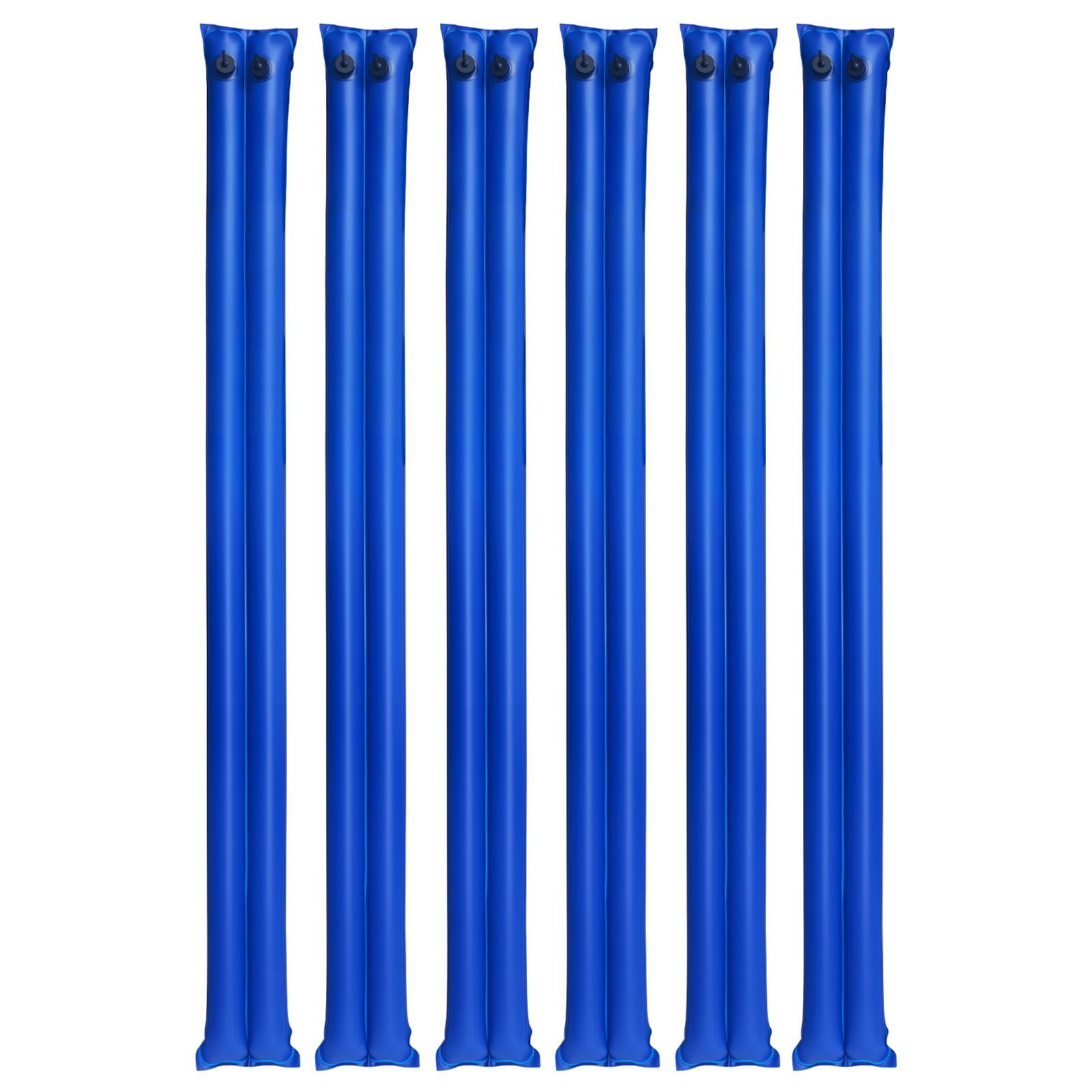 pool cover water bags, 6 packs 8 ft, double chamber pool cover water tubes, 0.4mm thick pvc bags weights with leakproof screw cap, for inground swimming pool covers winter closing, blue