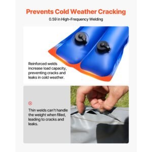 pool cover water bags, 6 packs 8 ft, double chamber pool cover water tubes, 0.4mm thick pvc bags weights with leakproof screw cap, for inground swimming pool covers winter closing, blue
