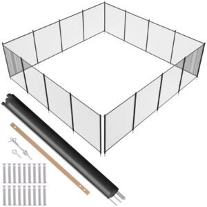 pool fence, 4 x 48 ft pool fences for inground pools, removable child safety pool fencing, easy diy installation swimming pool fence, 340gms teslin pvc pool fence mesh protects kids and pets