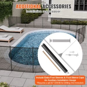pool fence, 4 x 72 ft pool fences for inground pools, removable child safety pool fencing, easy diy installation swimming pool fence, 340gms teslin pvc pool fence mesh protects kids and pets
