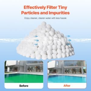 Pool Filter Balls for Sand Filter, 4.6 lbs, Filter Balls Replace Pool Filter Sand, Reusable Polyester Fiber Filter Media Balls with Wash Bag, for Swimming Pool Above Ground Pool Aquarium Tank