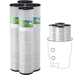 Pool Filter Cartridge, 4x 130 Sq. Ft, Spa Hot Tub Filter Cartridge Replacement, Compatible with Pentair CCP520, R173578, PCC130, Secure for Kids & Pet, Trilobal Pleated, Easy to Clean