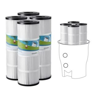 Pool Filter Cartridge, 4x 80 Sq. Ft, Spa Hot Tub Filter Cartridge Replacement, Compatible with Pentair CCP320, Pleatco PCC80-PAK4, Secure for Kids & Pet, Easy to Clean