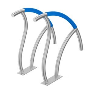 pool handrail, 2 pcs 30x30 in pool railing, stainless steel with base plate for indoor/outdoor pools,swimming pool safety railing for decks,rust proof grab bar w/ grip cover&accessories for spas
