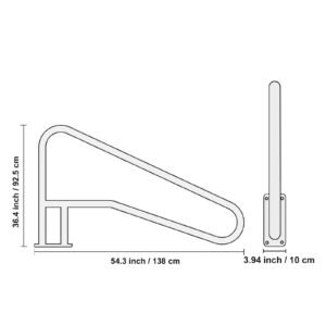 pool handrail, 2 pcs 55 x 32 inch pool railing, stainless steel with base plate for indoor/outdoor pools,swimming pool railing for decks,rust proof grab bar w/ grip cover&accessories for spas