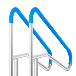pool handrail, 2 pcs 55 x 32 inch pool railing, stainless steel with base plate for indoor/outdoor pools,swimming pool railing for decks,rust proof grab bar w/ grip cover&accessories for spas