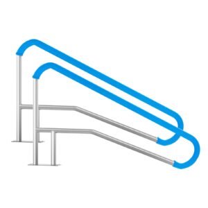 pool handrail, 2 pcs 55 x 32 inch pool railing, stainless steel with base plate for indoor/outdoor pools,swimming pool railing for decks,rust proof grab bar w/ grip cover&accessories for spas