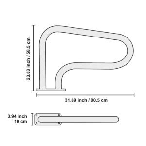 pool handrail, 32 x 23 inch pool railing, stainless steel with base plate for indoor/outdoor pools,swimming pool safety railing for decks,rust proof grab bar w/ grip cover&accessories for spas
