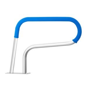 pool handrail, 32 x 23 inch pool railing, stainless steel with base plate for indoor/outdoor pools,swimming pool safety railing for decks,rust proof grab bar w/ grip cover&accessories for spas