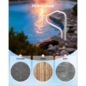 pool rail, 48 x 32 inch pool handrail, 220 lbs load capacity heavy duty stainless steel swimming handrail, seamless welding, recessed or base mount, for poolside, water parks, spa centers