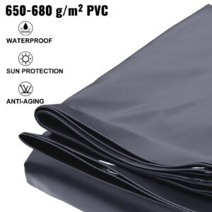 pool safety cover fits 10.5x18.6ft rectangle inground pools, safety pool cover with drainage holes, mesh pool cover for swimming pool, pvc winter safety cover, dark grey