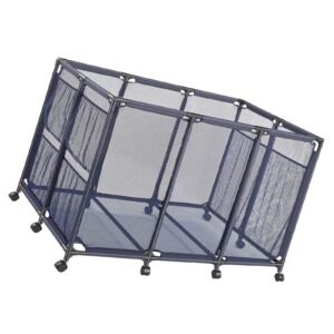 Pool Storage Bin, 48.8 x 32.7 x 32.7 in, Rolling Pool Float Storage Organizer with Side Pockets & Casters, Heavy Duty Metal Frame, Poolside Toys Noodles Holder Mesh Basket for Swimming Pools