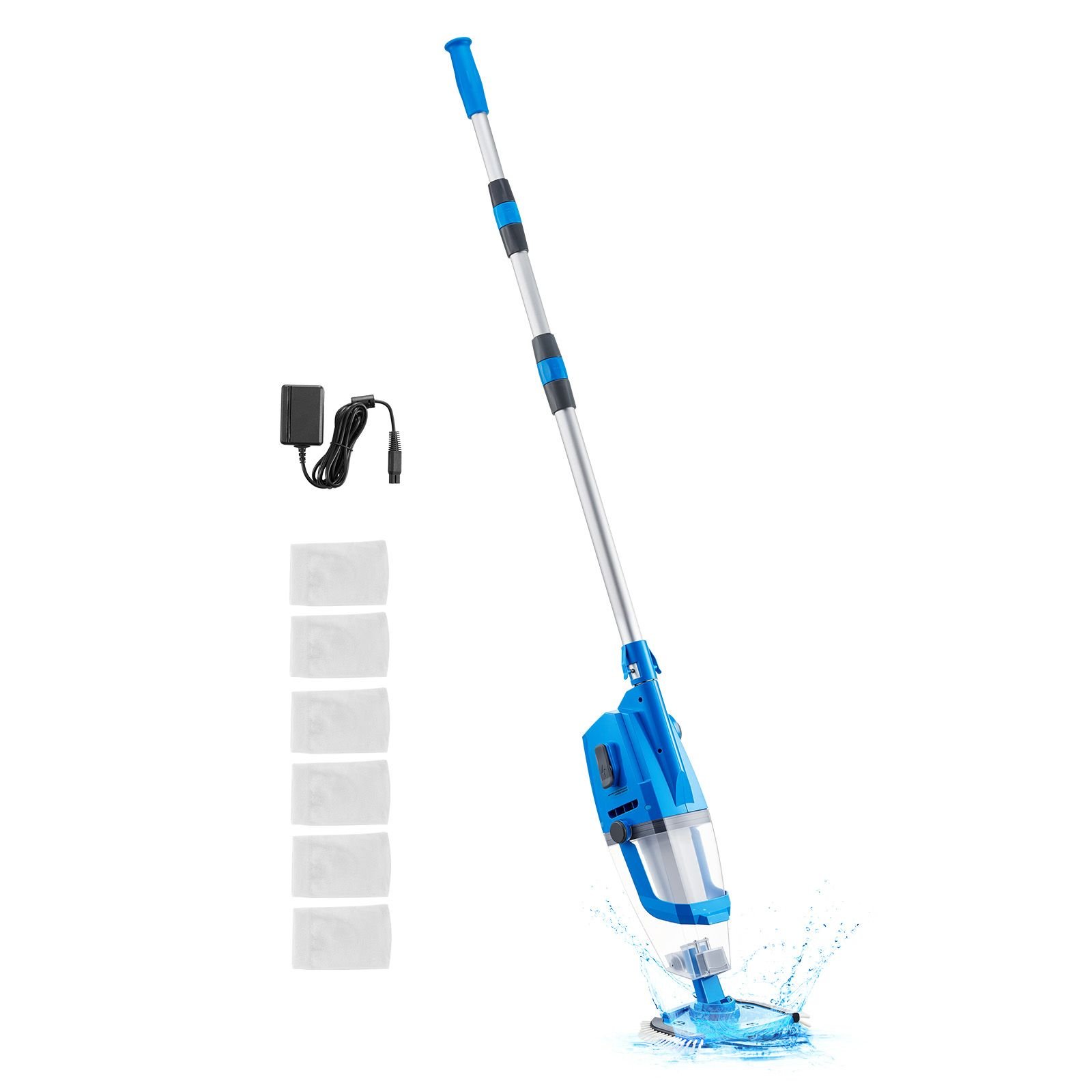 pool vacuum, 26 gpm handheld cordless hot tub vacuum with extension pole, for deep cleaning & strong suction, rechargeable pool cleaner, running up to 1hour, for above ground/inground pool spas