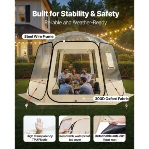 pop up bubble tent, 11 x 10.2 ft waterproof & uv resistant, clear camping tent shelter, outdoor garden dome igloo tents with windows, 540° panoramic view, for 8 10 persons patio backyard
