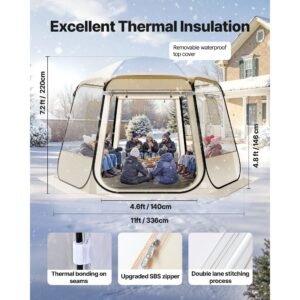 pop up bubble tent, 11 x 10.2 ft waterproof & uv resistant, clear camping tent shelter, outdoor garden dome igloo tents with windows, 540° panoramic view, for 8 10 persons patio backyard