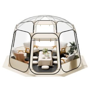 Pop up Bubble Tent, 12 x 11.1 ft Waterproof & UV-Resistant, Clear Camping Tent Shelter, Outdoor Garden Dome Igloo Tents with Windows, 540° Panoramic View, for 10-12 Persons Patio Backyard
