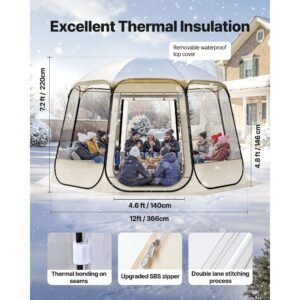 pop up bubble tent, 12 x 11.1 ft waterproof & uv resistant, clear camping tent shelter, outdoor garden dome igloo tents with windows, 540° panoramic view, for 10 12 persons patio backyard