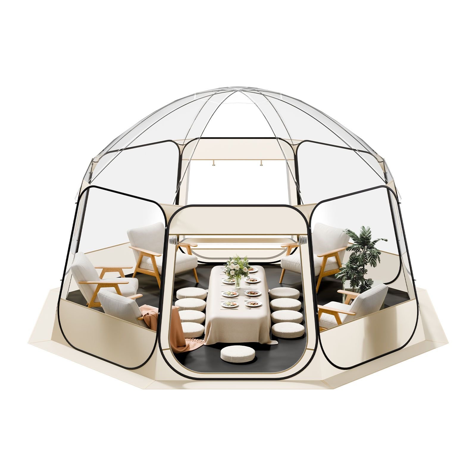 pop up bubble tent, 15 x 13.8 ft waterproof & uv resistant, clear camping tent shelter, outdoor garden dome igloo tents with windows, 540° panoramic view, for 12 15 persons patio backyard