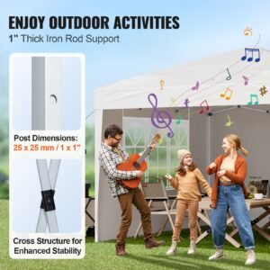 pop up canopy, 10 x 10 ft instant canopy portable gazebo with 3 sidewalls & 2 ventilated windows, height adjustable pop up outdoor shelter tent for events, patio, backyard, party, parking