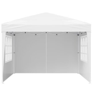 Pop Up Canopy, 10 x 10 FT Instant Canopy Portable Gazebo with 3 Sidewalls & 2 Ventilated Windows, Height Adjustable Pop-Up Outdoor Shelter Tent for Events, Patio, Backyard, Party, Parking