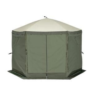 pop up gazebo tent, pop up screen tent 6 sided canopy sun shelter with 6 removable privacy wind cloths & mesh windows, 10x10ft quick set screen tent with mosquito netting, army green