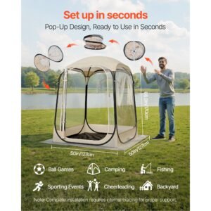 pop up sports tent, 50x50 in clear bubble tent for 1 person, waterproof outdoor pod with floor mat & top cover, garden igloo dome tents camping shelter for events fishing cheering