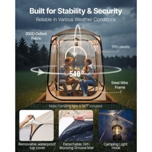 pop up sports tent, 50x50 in clear bubble tent for 1 person, waterproof outdoor pod with floor mat & top cover, garden igloo dome tents camping shelter for events fishing cheering